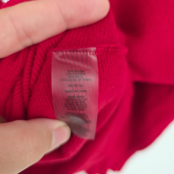 Vila Milano Womens Rhinestone Embellished Red Knit Pullover Sweater Christmas XL - Picture 3 of 4